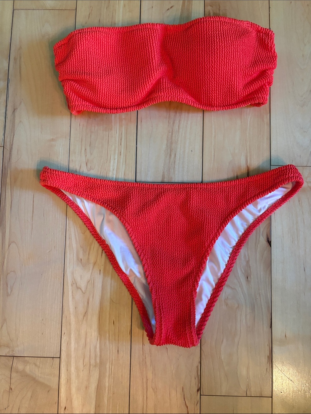Shade & Shore Red Bandeau Bikini Set